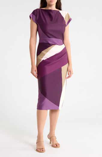 Colorblock Scuba Knit Midi Dress