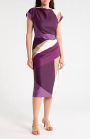Donna Karan New York Colorblock Scuba Knit Midi Dress
