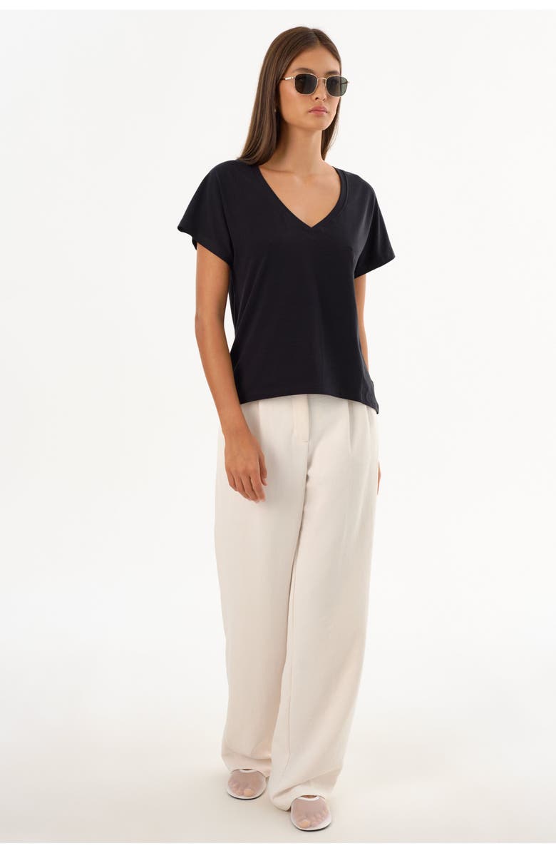 LAMARQUE NEREA | Jersey V Neck Tee, Alternate, color, Black