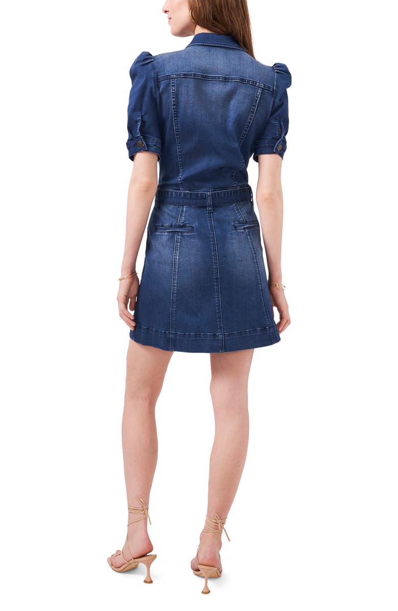 1.STATE Puff Sleeve Tie Waist Denim Shirtdress, Alternate, color, Indigo Wash