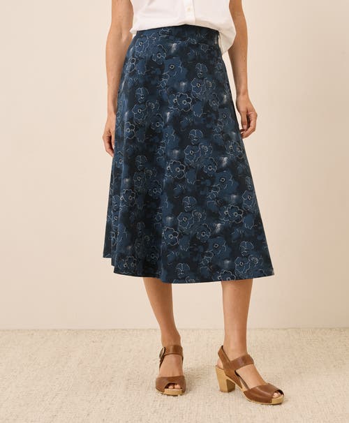 Pact Fit & Flare Midi Skirt In Blue