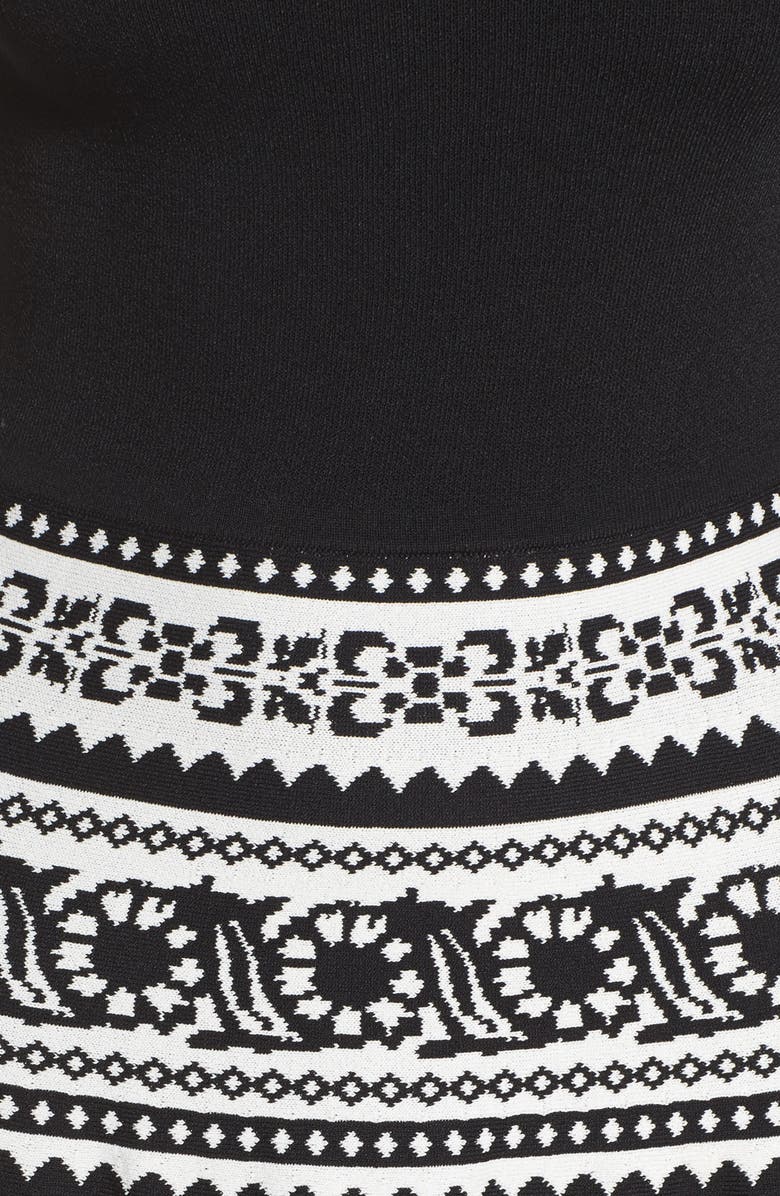 Eliza J Pattern Off the Shoulder A-Line Knit Dress, Alternate, color,