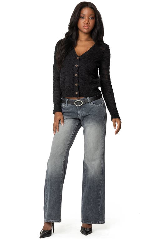 Edikted Georgie Textured Knit Cardigan In Black