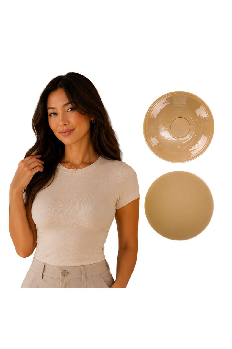 Edgestick Circle Adhesive-Free Center Reusable Silicone Nipple Covers, Alternate, color, Chai