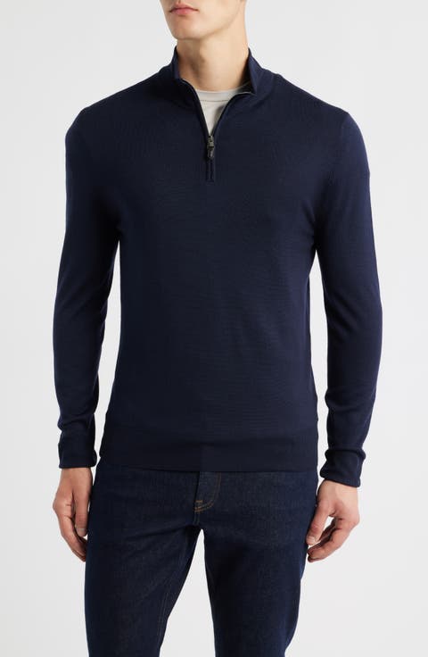 Quarter Zip Wool Blend Sweater