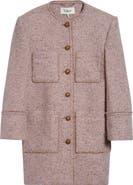 Chloé Fringe Wool Blend Tweed Herringbone Jacket