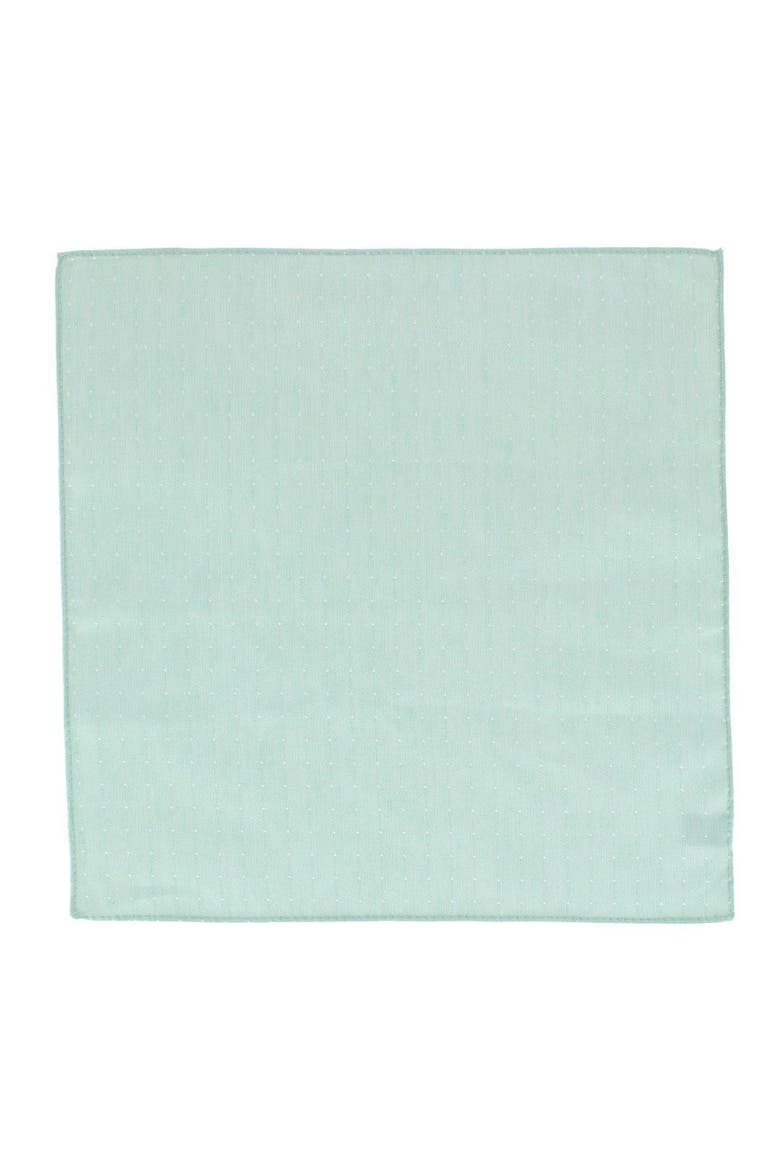 Churchill Chambray 12-Inch Polka Dot Linen Blend Pocket Square, Alternate, color, Light Green with Polka Dots