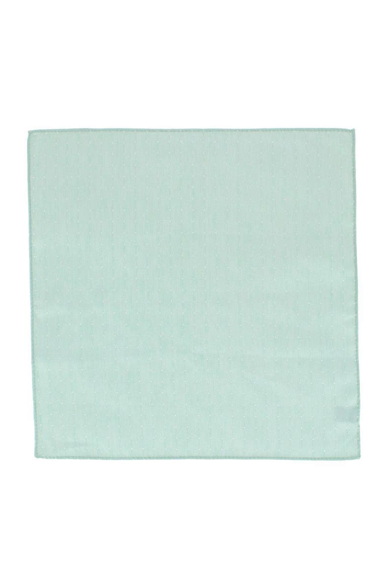 Trafalgar Churchill Chambray 12-Inch Polka Dot Linen Blend Pocket Square, Alternate, color, Light Green With Polka Dots