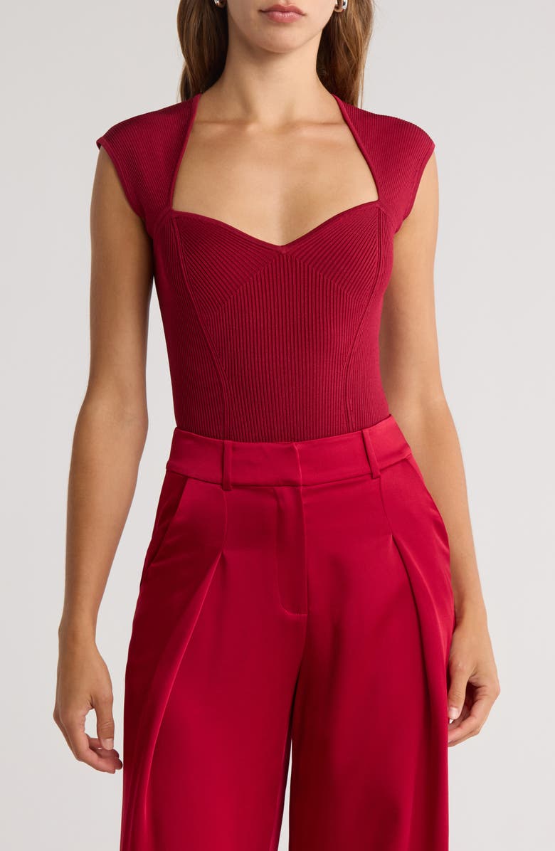 Simkhai Barbara Sweetheart Bodysuit, Main, color, Cherry