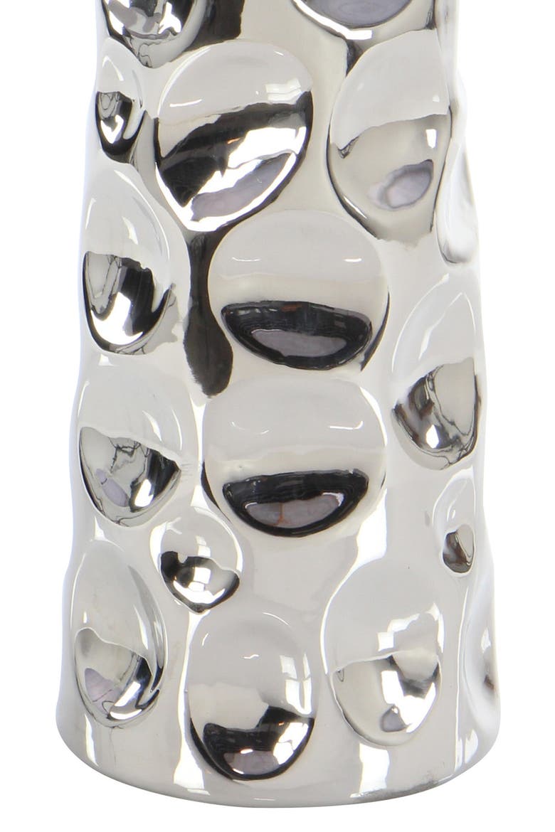 Silvertone Ceramic Vase with Bubble Texture, Alternate, color, SILVER