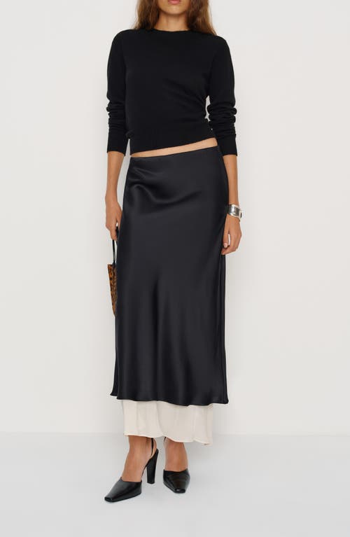 Reformation Marcia Layered Silk Maxi Skirt In Black