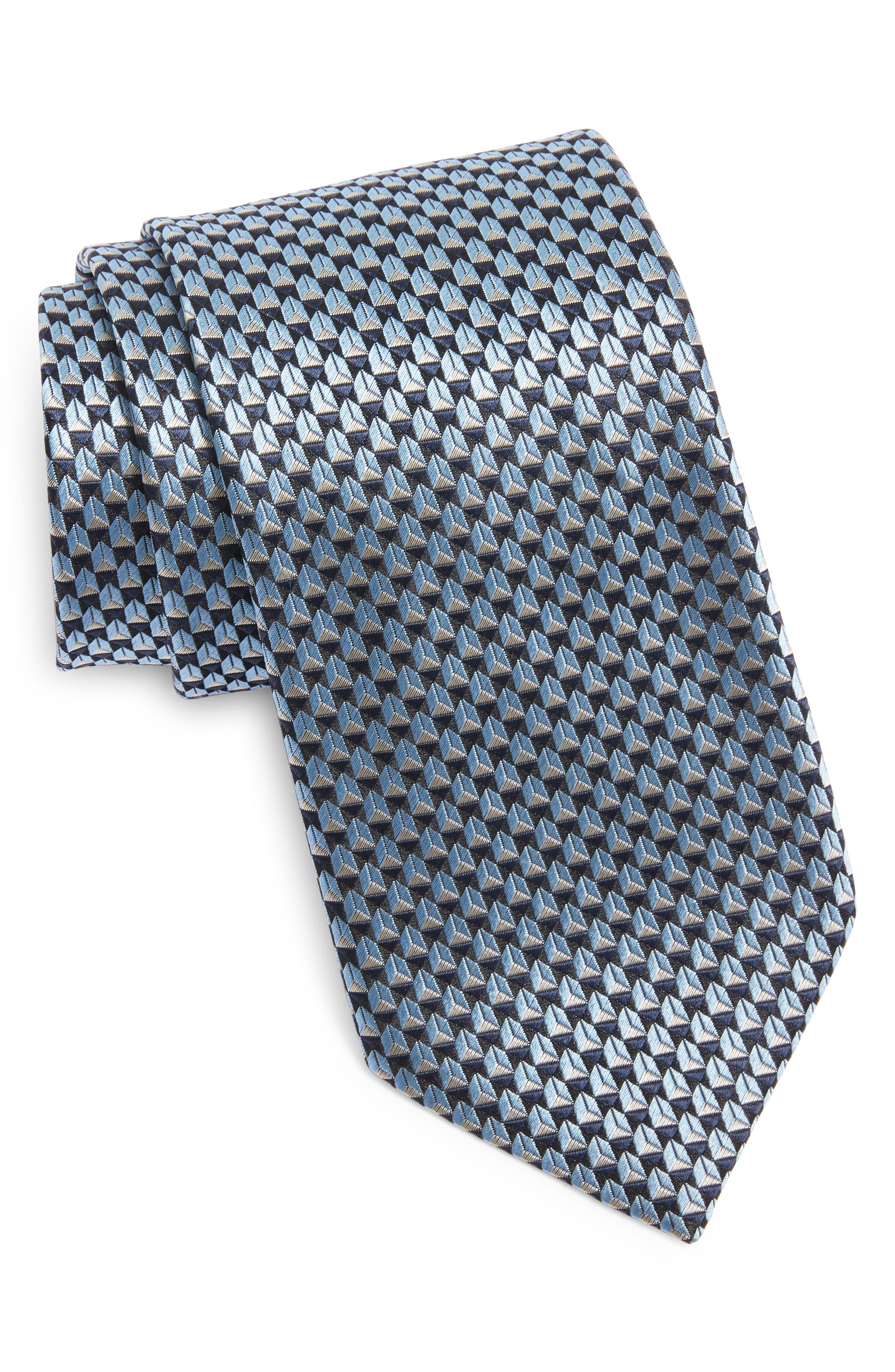 ZEGNA TIES Geometric Silk Jacquard Tie in Lightblue 