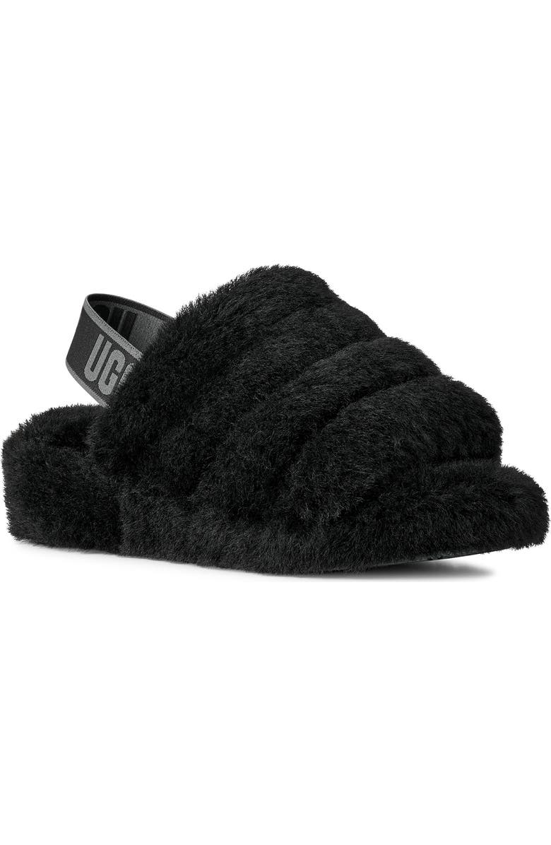 UGG<sup>®</sup> Fluff Yeah Faux Fur Slingback Sandal, Main, color, Black / Dark Shadow