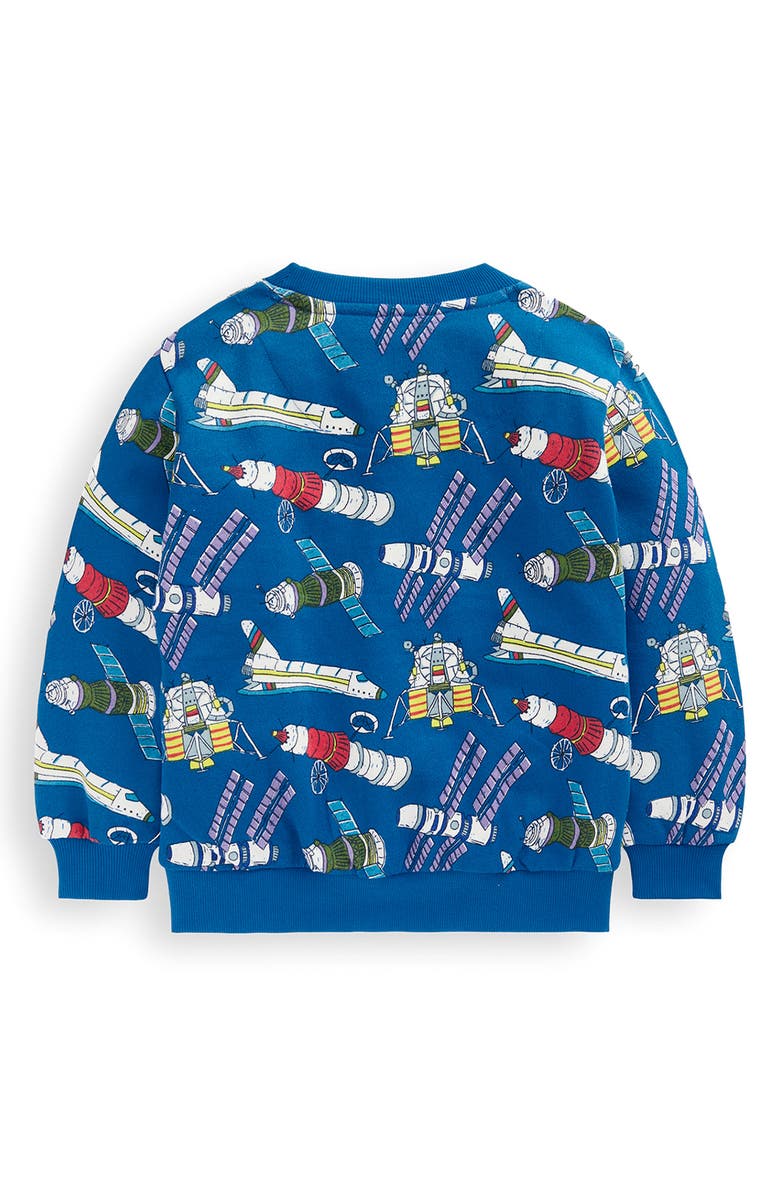 Mini Boden Kids' Satellite Print Cotton Sweatshirt, Alternate, color, Kingfisher Blue Satellites