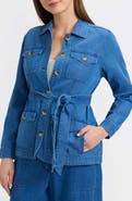 Foxcroft Stella Belted Denim Utility Jacket
