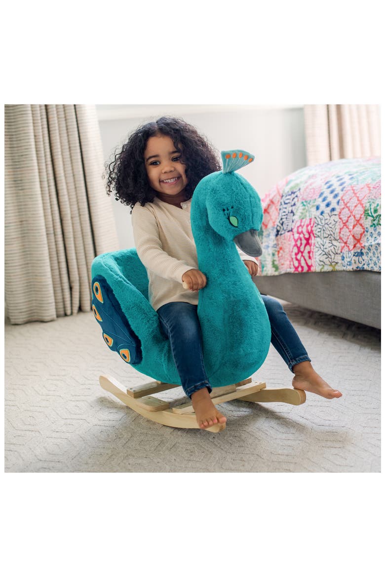 Soft Landing™ Peacock JoyRides™ Rocker, Alternate, color, TURQUOISE
