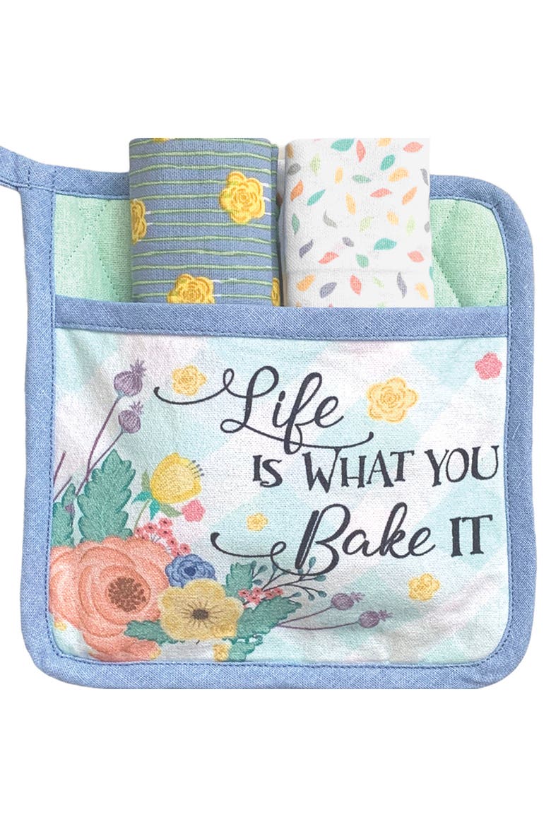 Life Is What You Bake It Potholder Gift Set, Alternate, color, Blue
