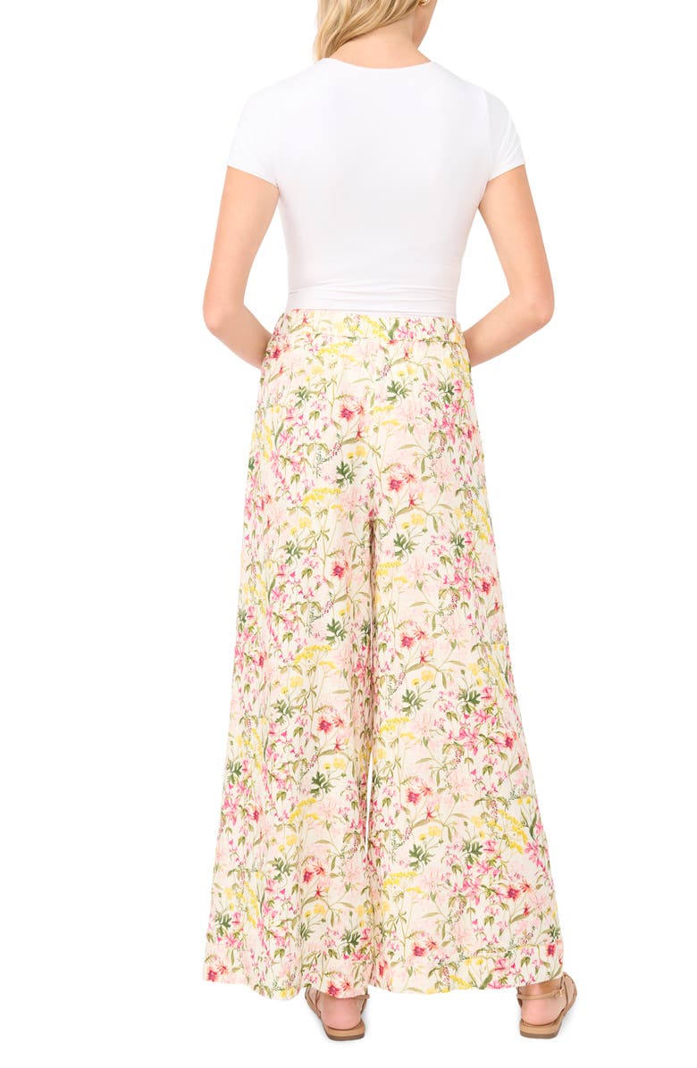 Vince Camuto Floral Print Wide Leg Pants, Alternate, color, Raspberr Sorbet