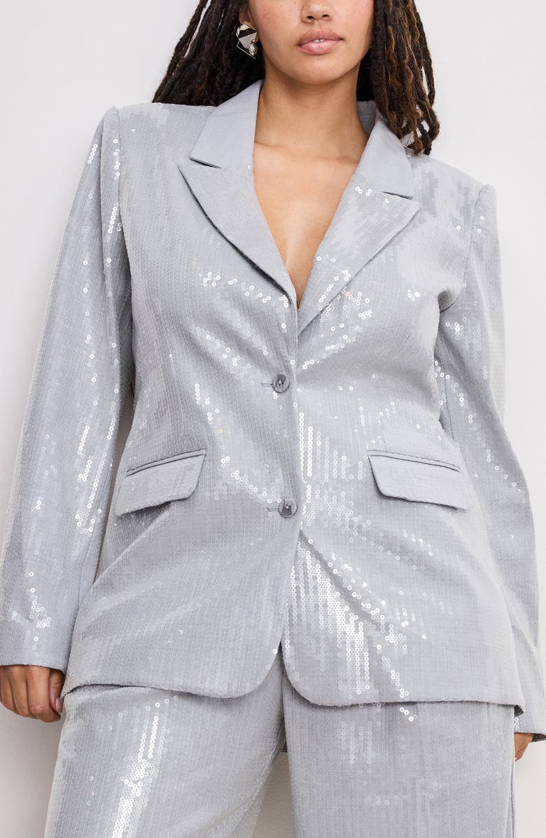 Good American Oversize Sequin Blazer, Alternate, color, 
