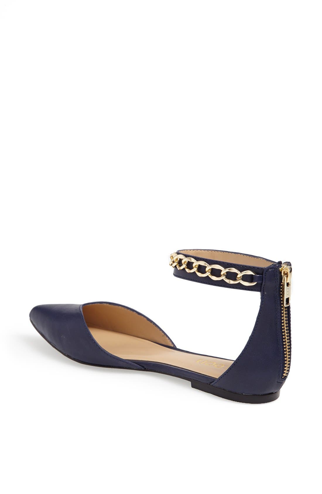 'Anya' Ankle Strap D'Orsay Flat, Alternate, color, NAVY