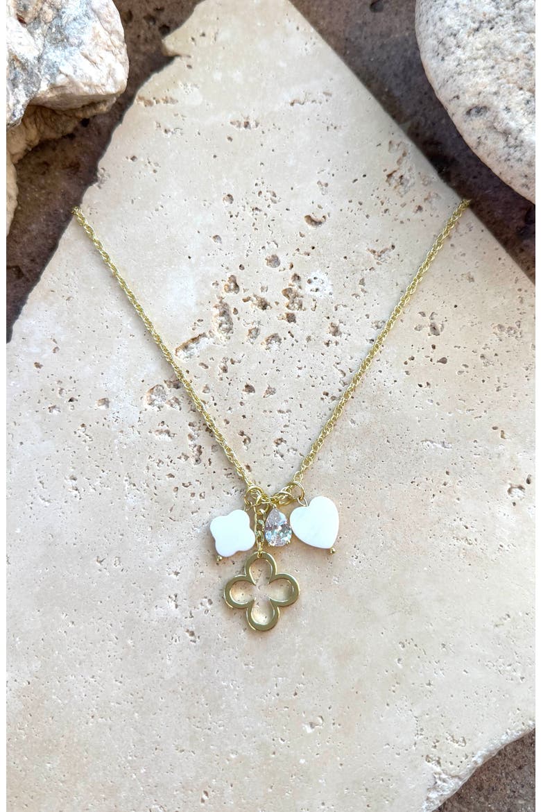 14K Gold Plated Clover Charm Necklace, Alternate, color, GOLD