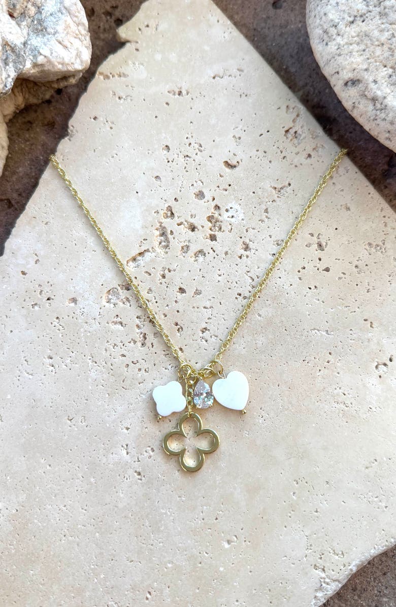 Adornia 14K Gold Plated Clover Charm Necklace, Alternate, color, Gold