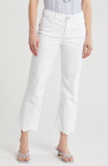 Democracy Scallop Hem Barely Boot Jeans In White