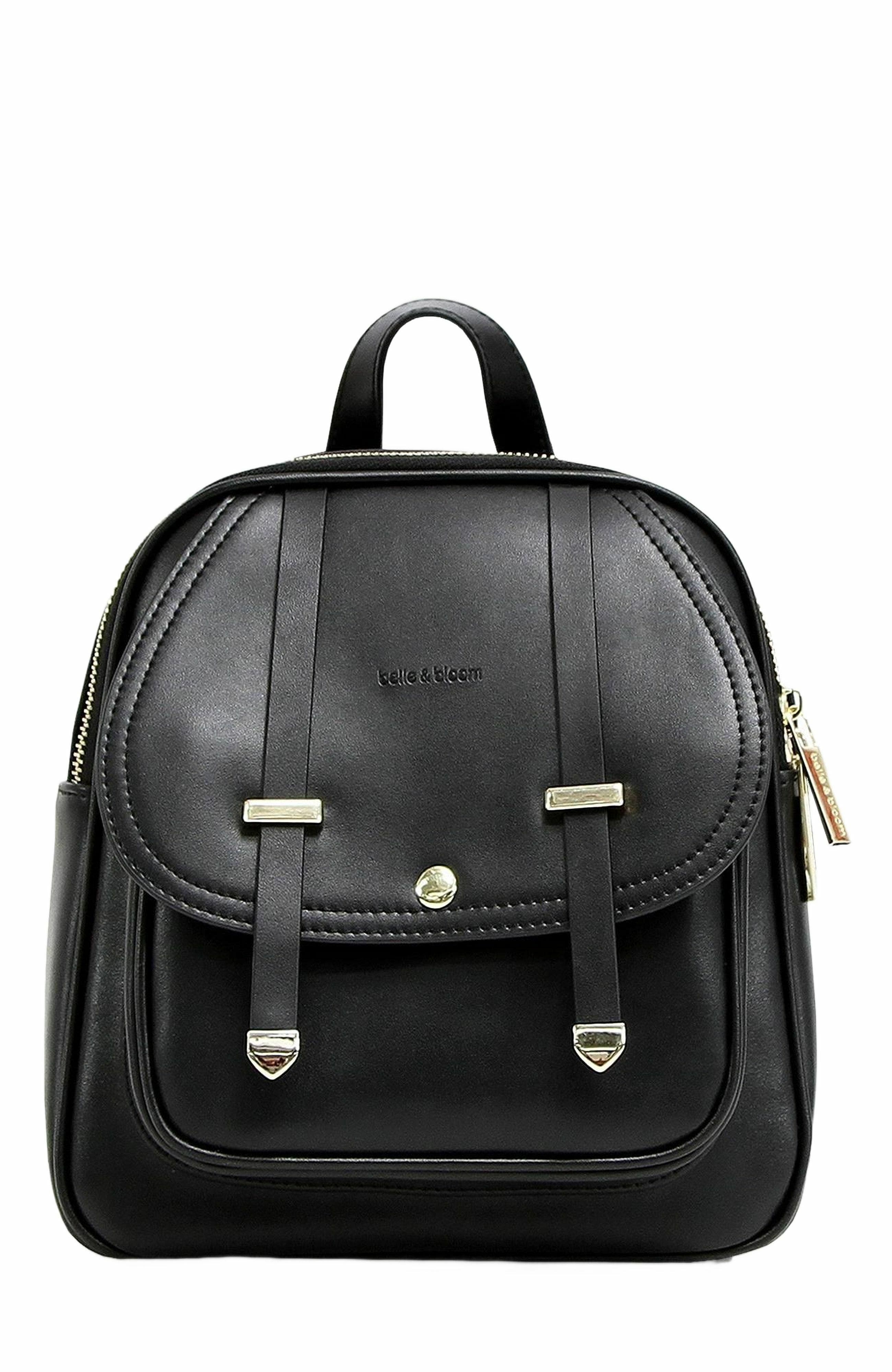 Belle & Bloom Camila Leather Backpack, Main, color, Black