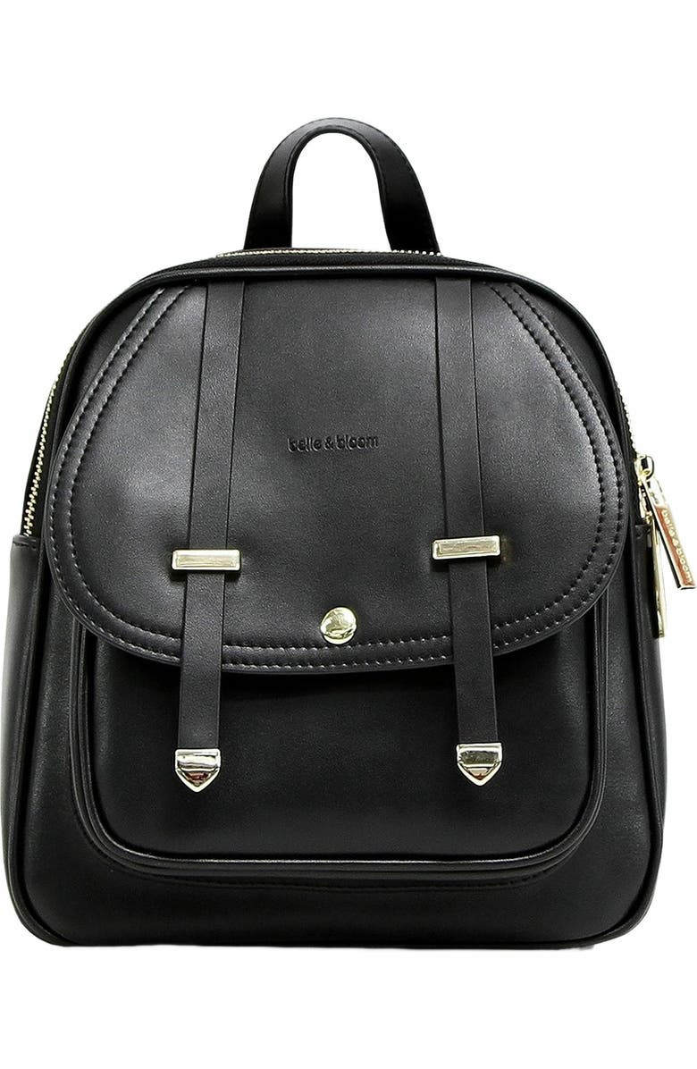 Belle & Bloom Camila Leather Backpack, Main, color, Black