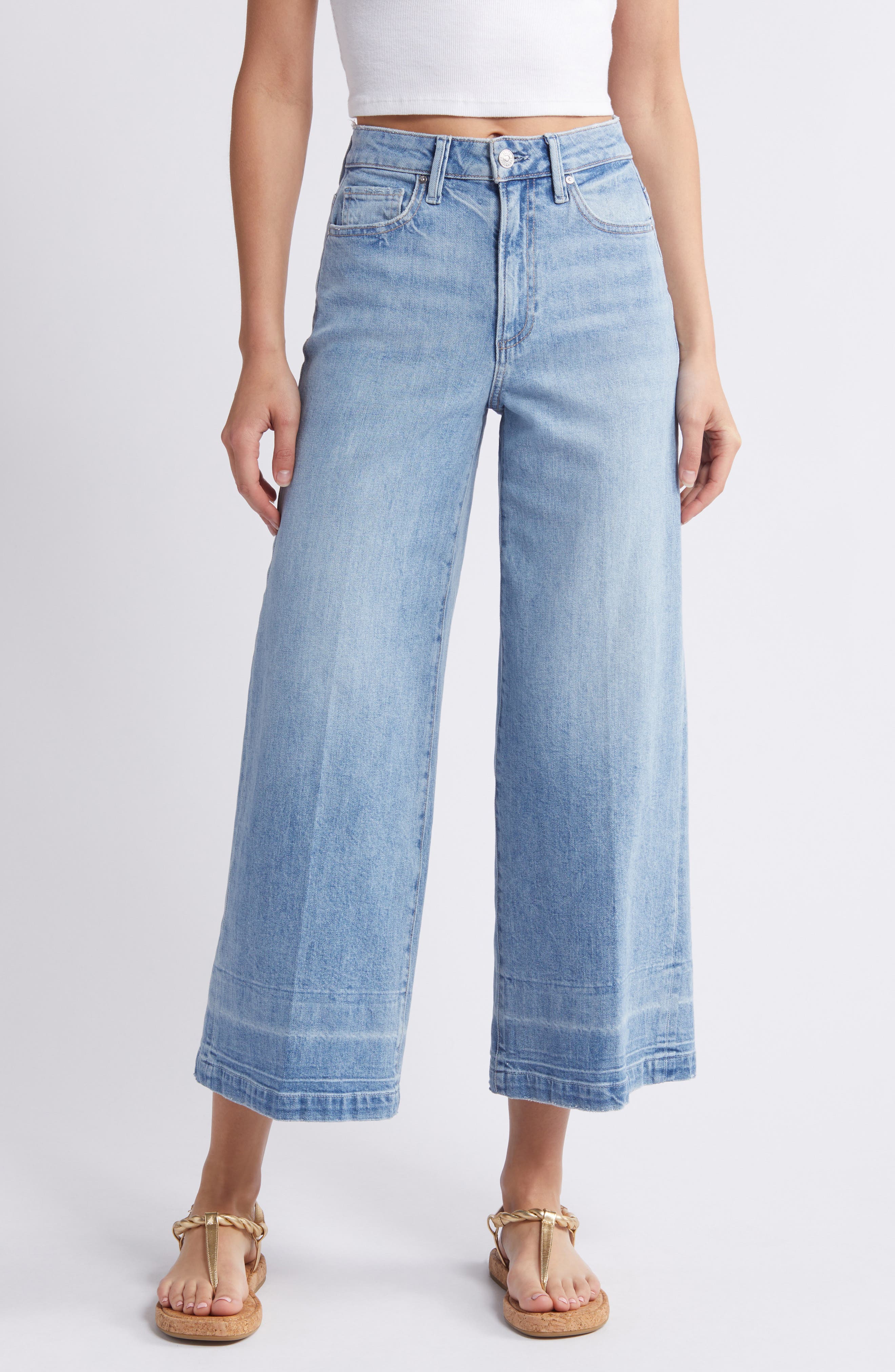 PAIGE Harper High Waist Ankle Wide Leg Jeans