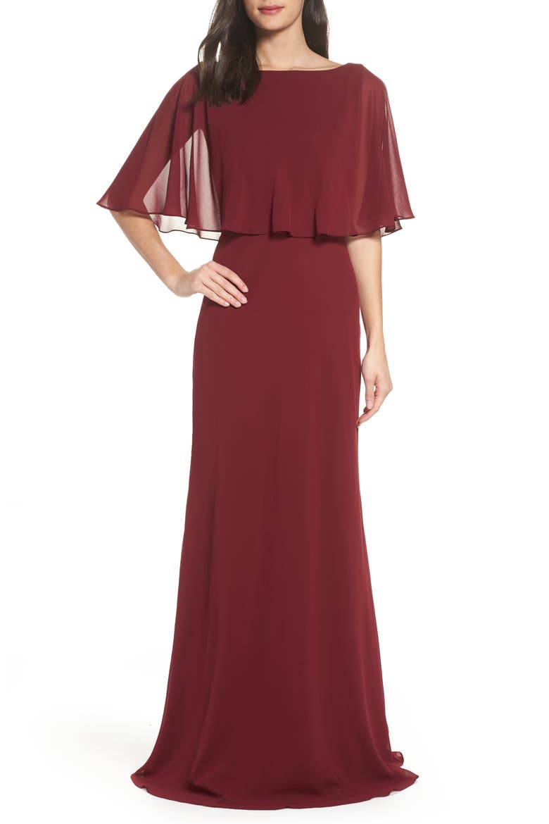 Popover Chiffon Gown, Main, color, GARNET