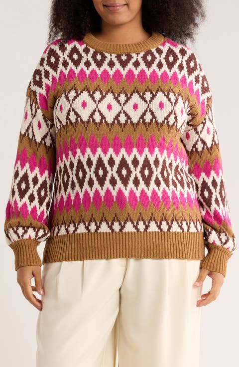 Fair Isle Crewneck Sweater (Plus)