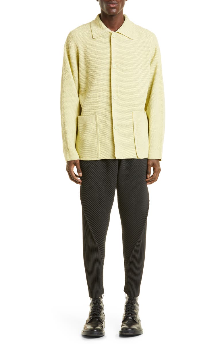 Homme Plissé Issey Miyake Men's Rustic Knit Cardigan, Alternate, color, 