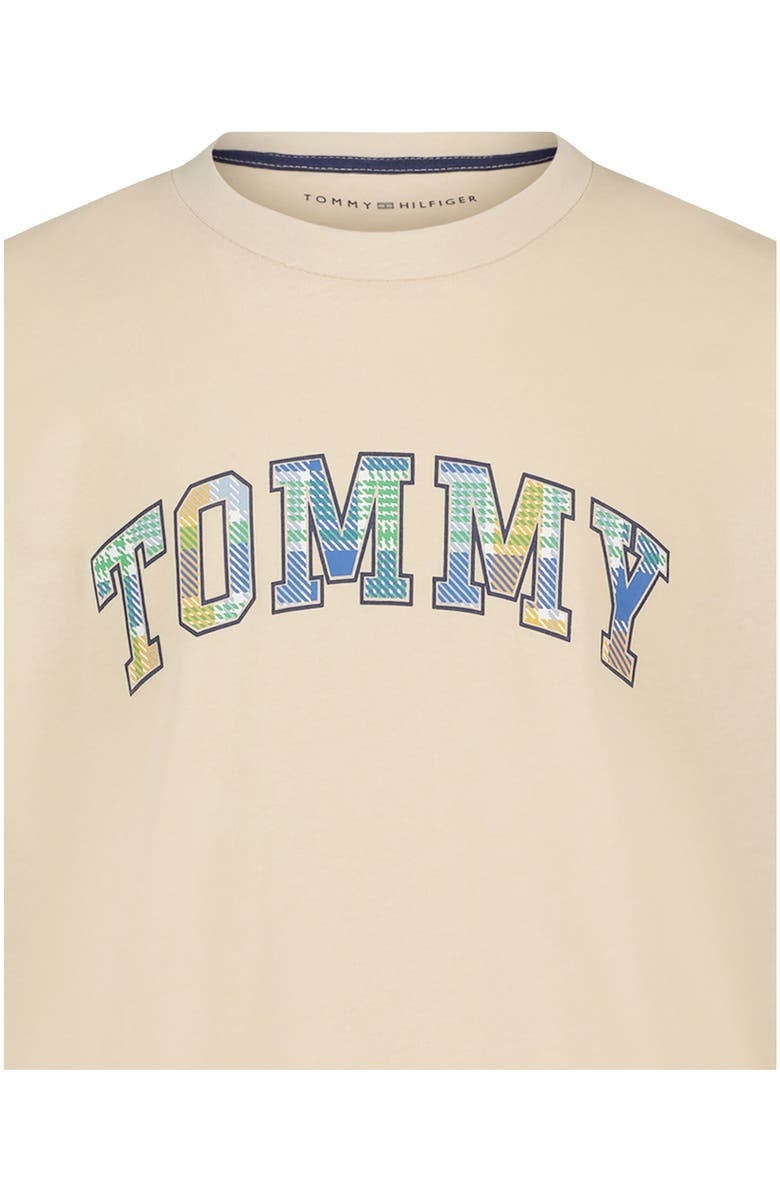 Tommy Hilfiger Kids' Plaid Arched Logo Graphic T-Shirt, Alternate, color, Fog