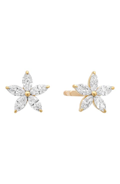 18k Gold Diamond Star Stud Earrings