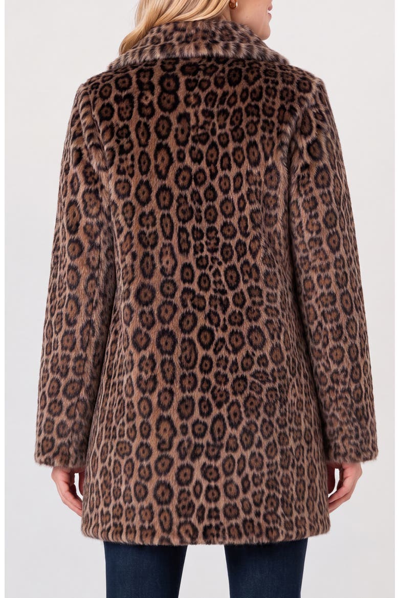 Faux Fur Collared Coat, Alternate, color, BROWN/ MULTI