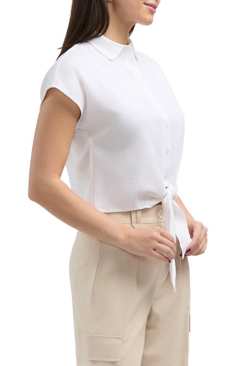 Ellen Tracy Tie Hem Button Front Top, Alternate, color, 