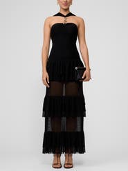 RACHEL Rachel Roy Solana Mesh Tiered Long Dress