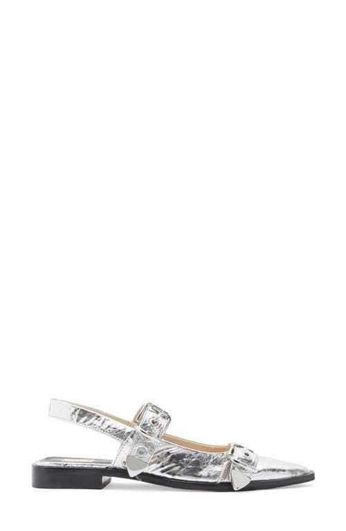 Dolce Vita Labell Pointed Toe Slingback Flat In Silver