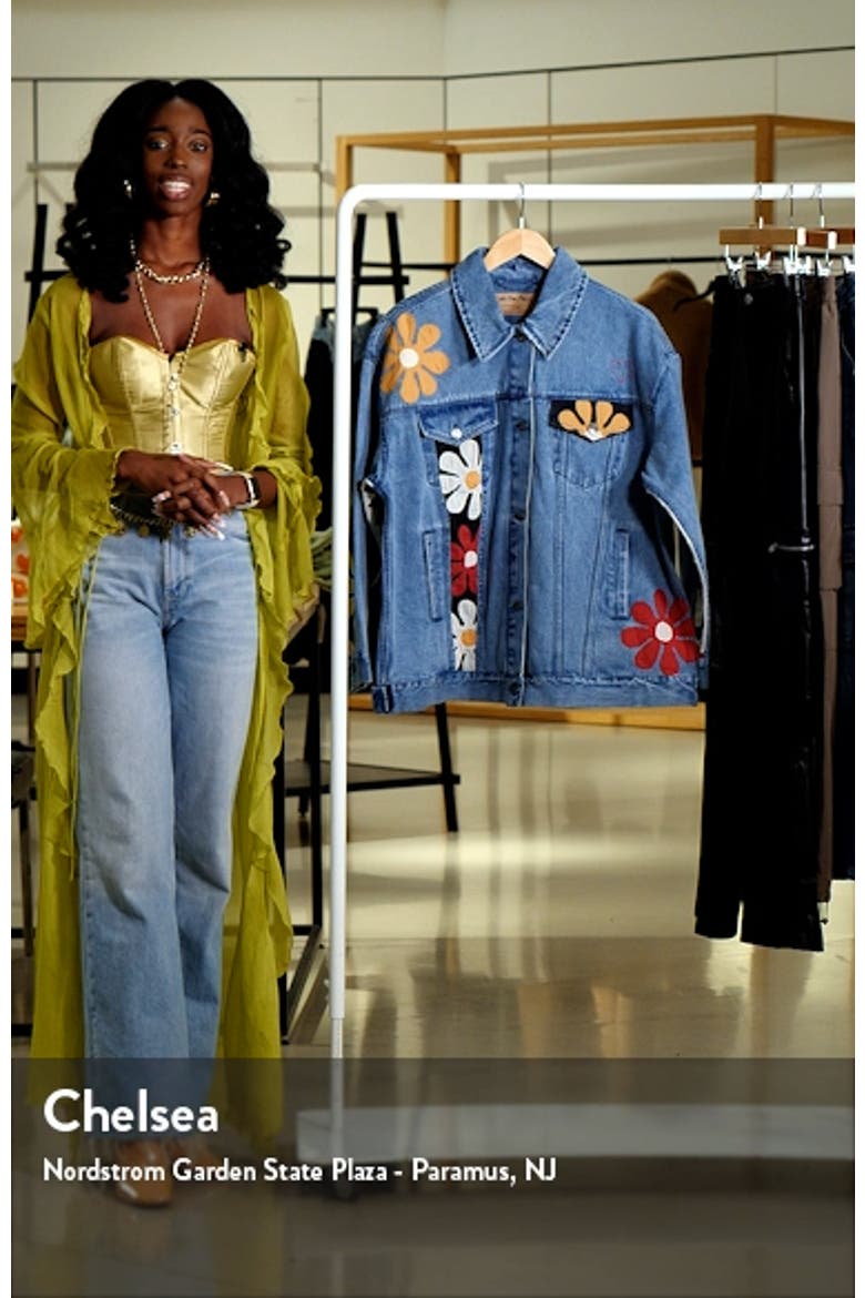 Free People Annie's Flower Bomb Oversize Patchwork Denim Jacket