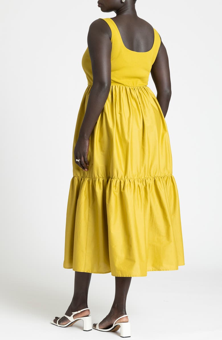 ELOQUII Sleeveless Tiered Mixed Media Maxi Sundress, Alternate, color, 