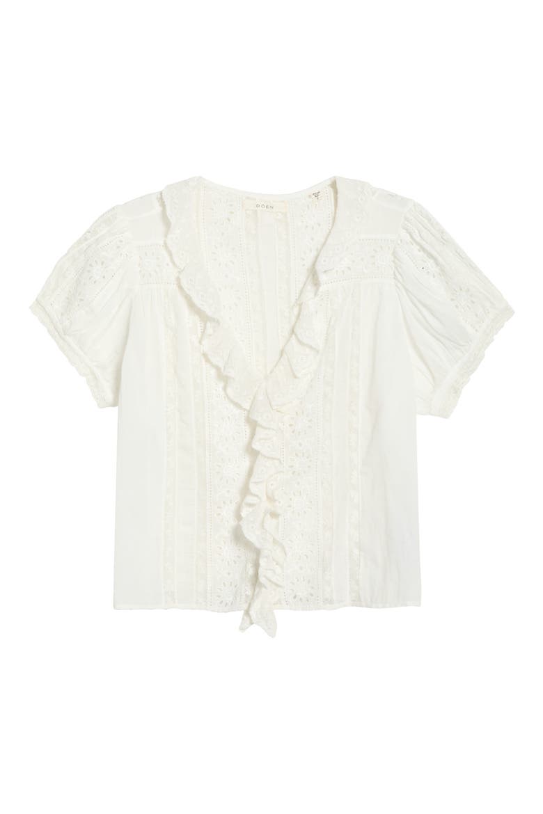 Clairette Eyelet Organic Cotton Voile Top, Alternate, color, SALT
