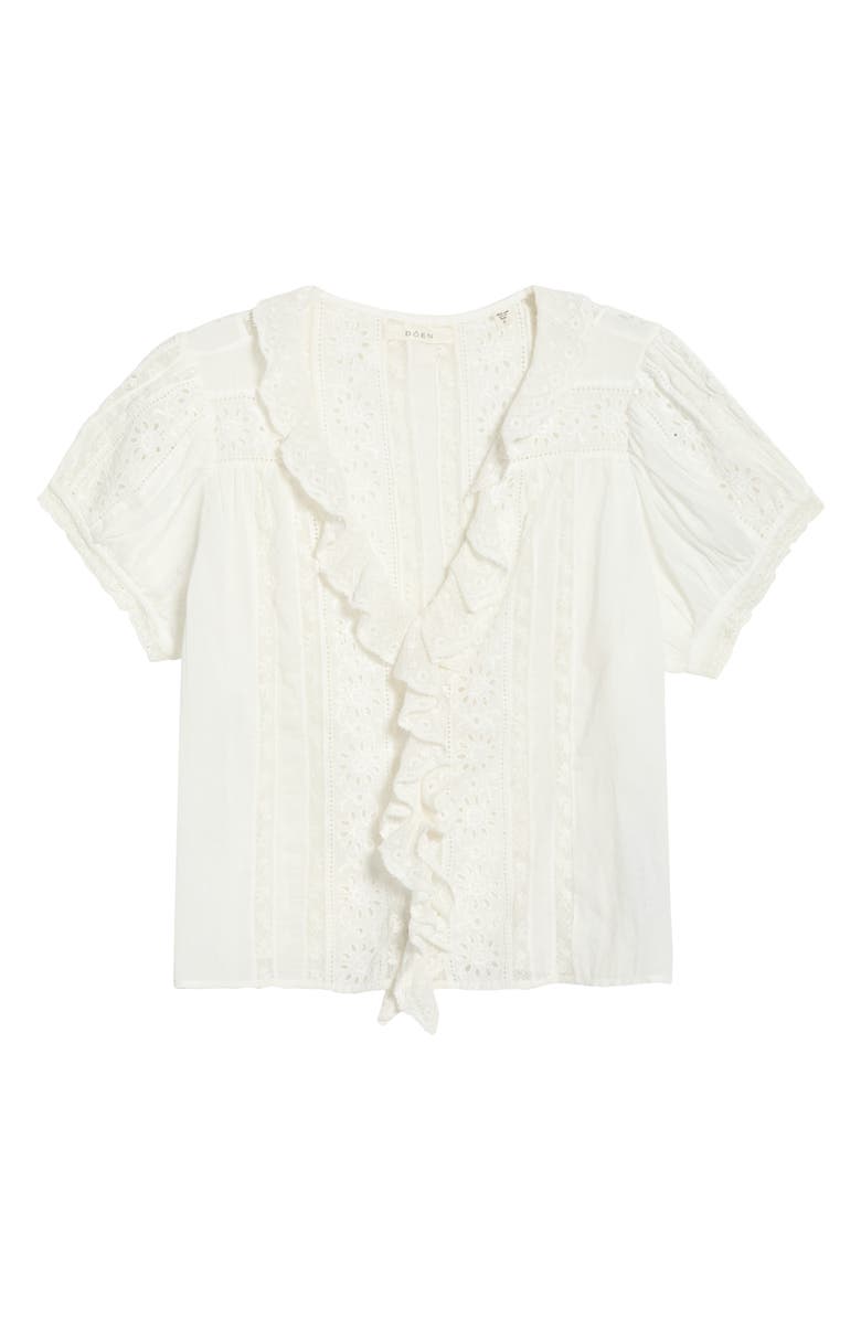 DÔEN Clairette Eyelet Organic Cotton Voile Top, Main, color, Salt