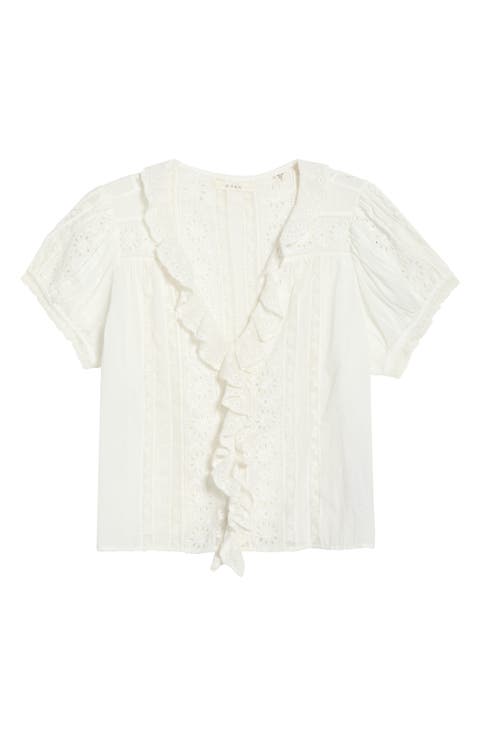 Clairette Eyelet Organic Cotton Voile Top
