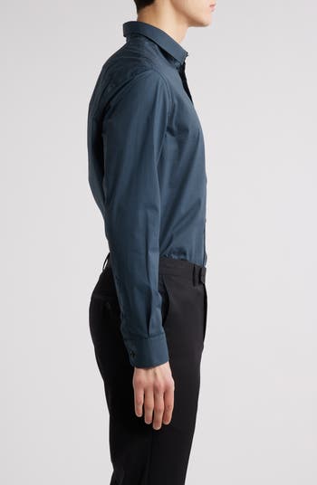 Geo Print Stretch Cotton Poplin Button-Up Shirt