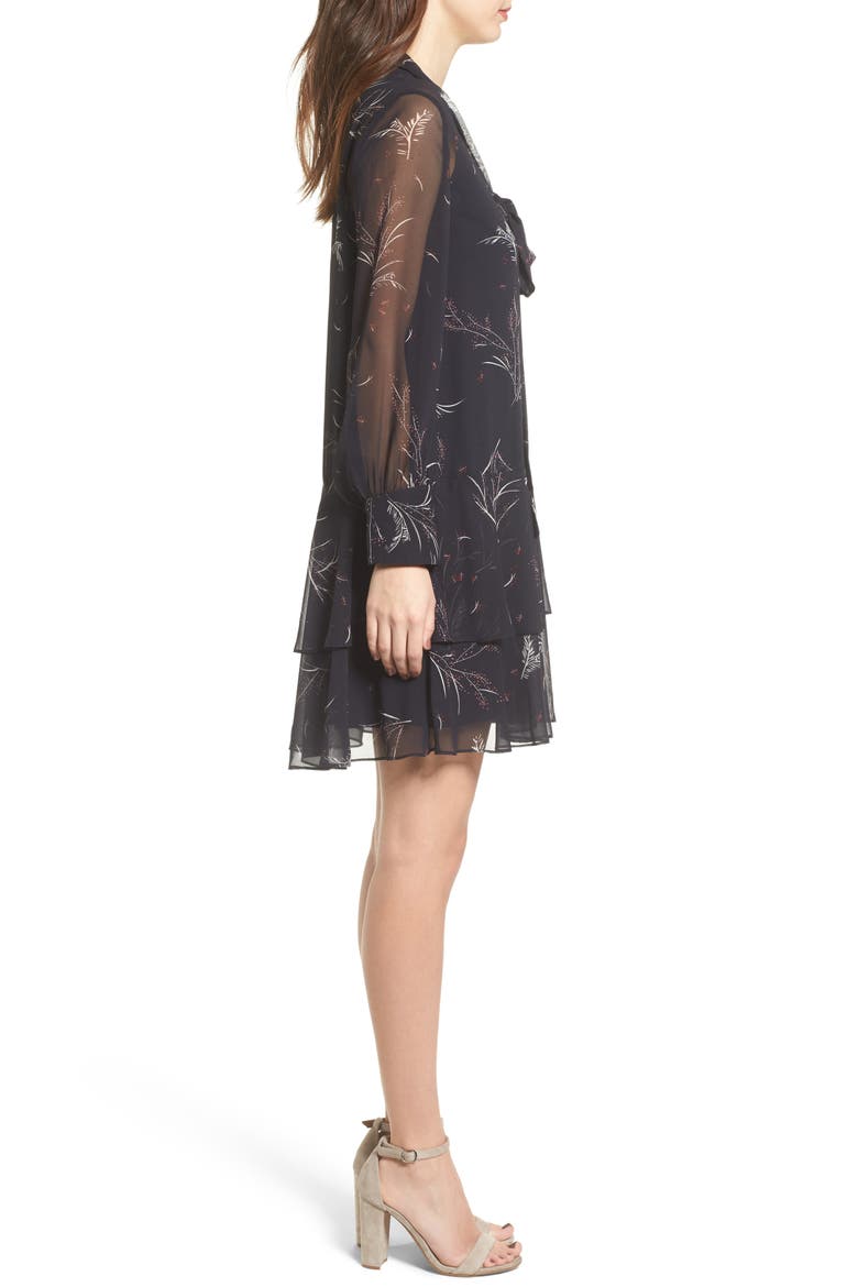 Tie Front Shirtdress, Alternate, color, NAVY WELL LEAVES AND BUDS