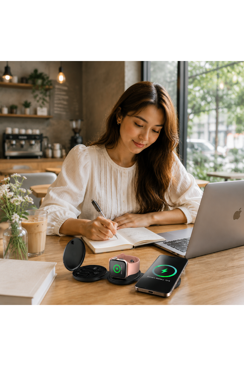 5-in-1 Folding Wireless Charging Station, Alternate, color, Black