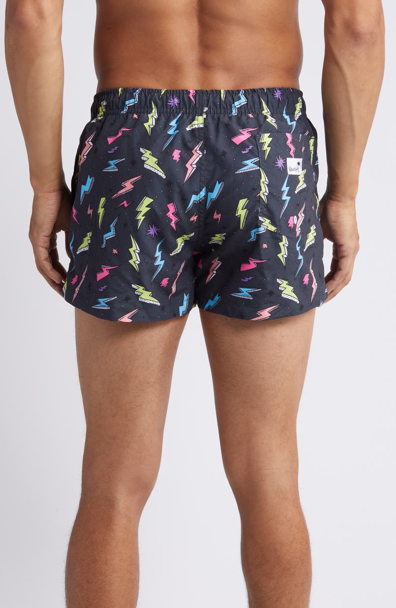 Boardies Zaps Neon Shortie Swim Trunks, Alternate, color, Black