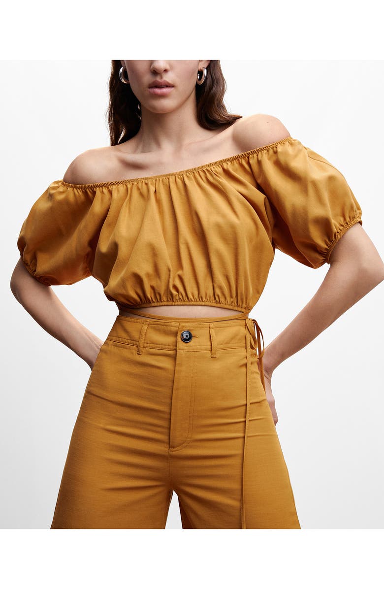 MANGO Off the Shoulder Crop Top, Alternate, color,