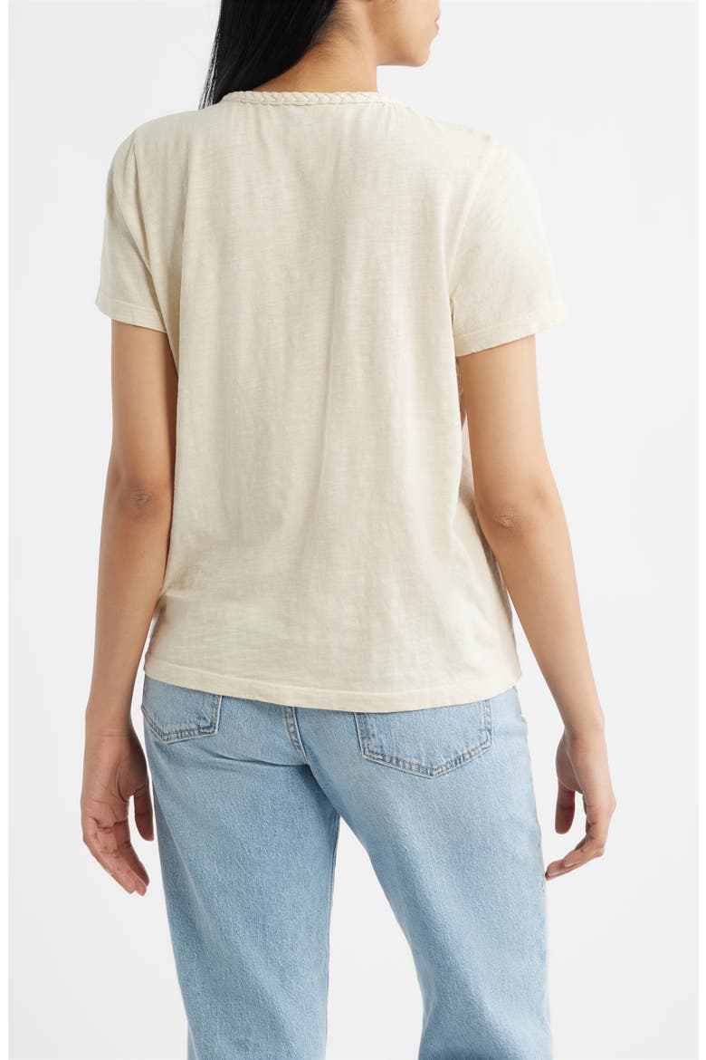 Braided Neck Relaxed Fit Cotton T-Shirt, Alternate, color, PARCHMENT